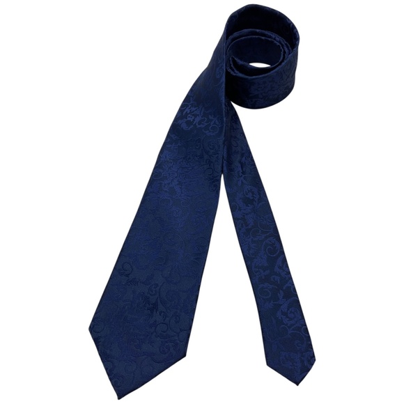 2 HISDREN Blue/Burgundy Paisley Silk LUXURY Tie HANDMADE - Picture 3 of 8